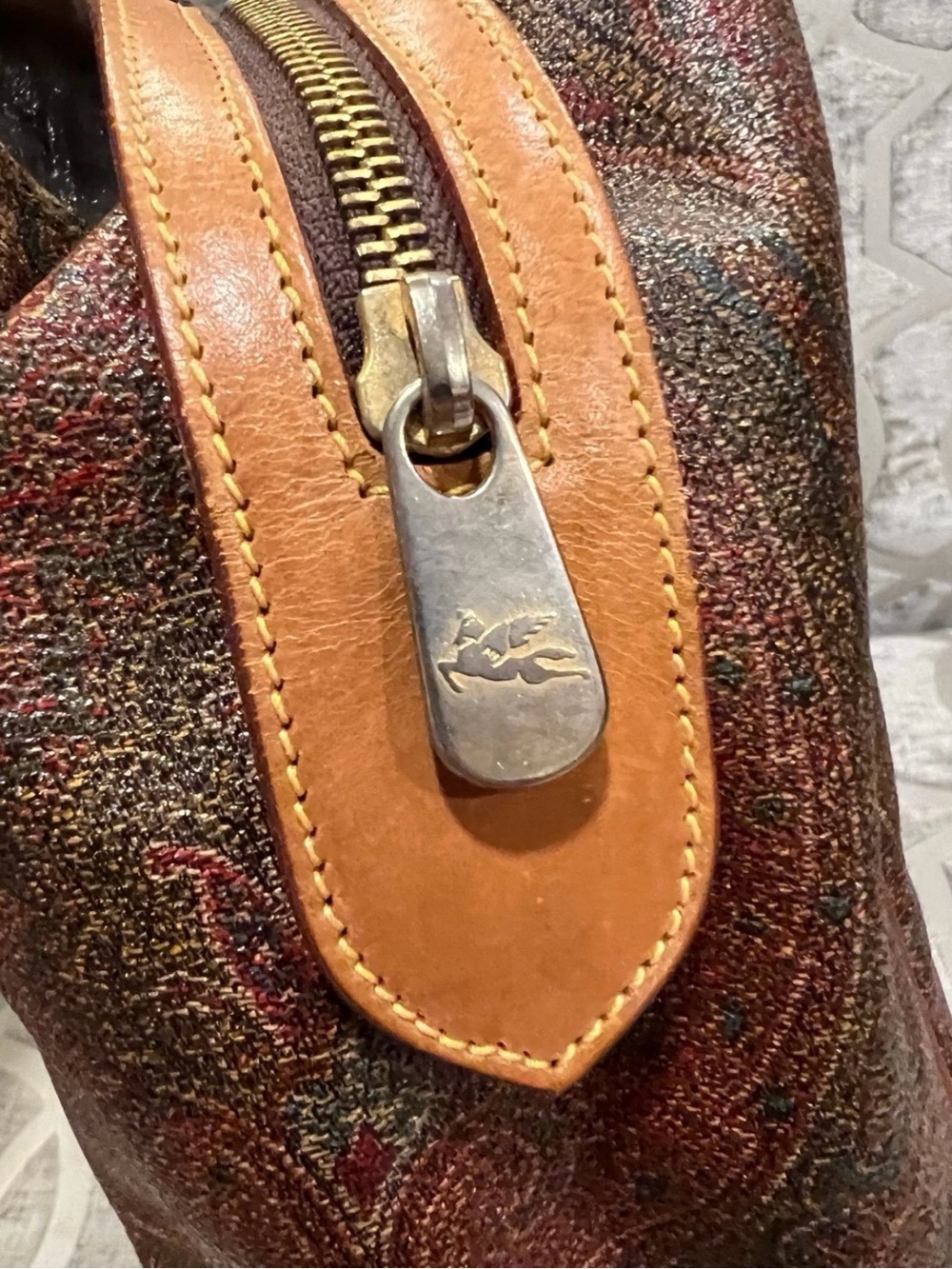 Etro Milano Paisley Satchel Leather Trim Top Handle Bag Italy - Picture 2 of 11